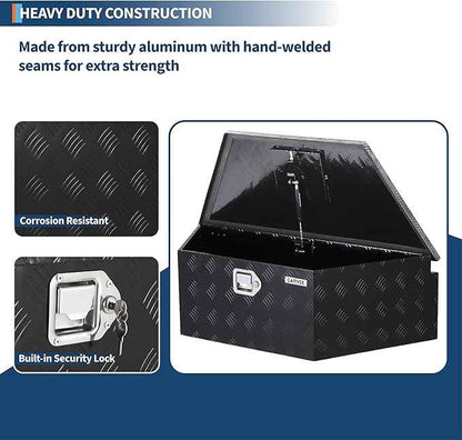 Garvee Heavy Duty Trailer Tongue Box with Lock & Keys, 39" x 16" x 12" Steel Tool Chest Storage Organizer for Utility Trailer, Pickup Truck Bed, RV, SUV and Off-Road Vehicle, Black