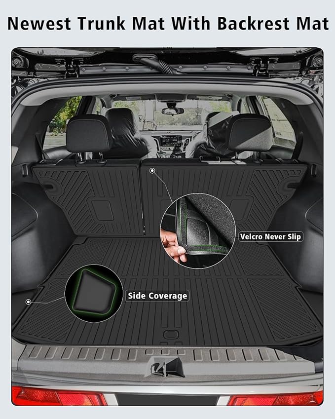 Floor Mats for Chevy Trailblazer AWD 2021-2025 2026 Trunk Mat with Backrest Mat All Weather TPE Full Set Liners & Door Sill Guards for Chevrolet Trailblazer Accessories, Black (Upper Cargo Floor Mat)