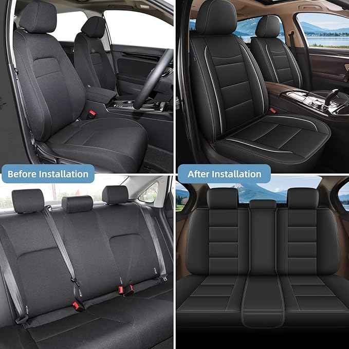 YORKNEIC Full Set Seat Covers Fit for Ford Explorer 2004-2025 2026: Faux Leather Car Seat Covers - Waterproof Car Seat Protector(Black)