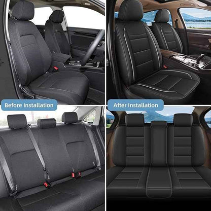 YORKNEIC Full Set Seat Covers Fit for Ford Explorer 2004-2025 2026: Faux Leather Car Seat Covers - Waterproof Car Seat Protector(Black)