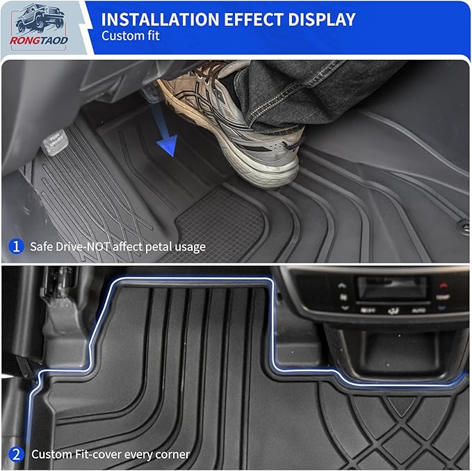 Rongtaod Floor Mat Compatible with 2014-2019 Toyota Highlander Trunk Mat Cargo Mat Cargo Liner Back Seat Cover Protector Floor Liner 2019 Highlander Accessories (Trunk Mat with Backrest Mat+Floor Mat)
