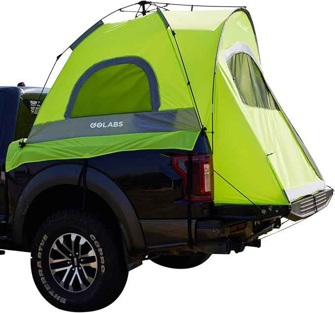 Golabs Truck Bed Tent for 5-6 Ft Bed, 8-Minute Easy Setup by Pre-Assembled Design, Waterproof PU2000mm, 2-Person Portable with Extra Rainfly Cover for Camping & Outdoor, Includes Storage Bag