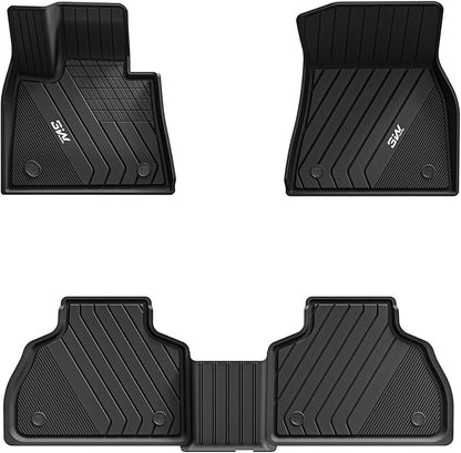 3W Floor Mats Fit for BMW X7 6 Seats 2019-2025 2026, M50i M60i xDrive40i xDrive50i, TPE All Weather Custom Fit Floor Liner, 76 Passengers 1st & 2nd Row, Full Set Car Liners Black