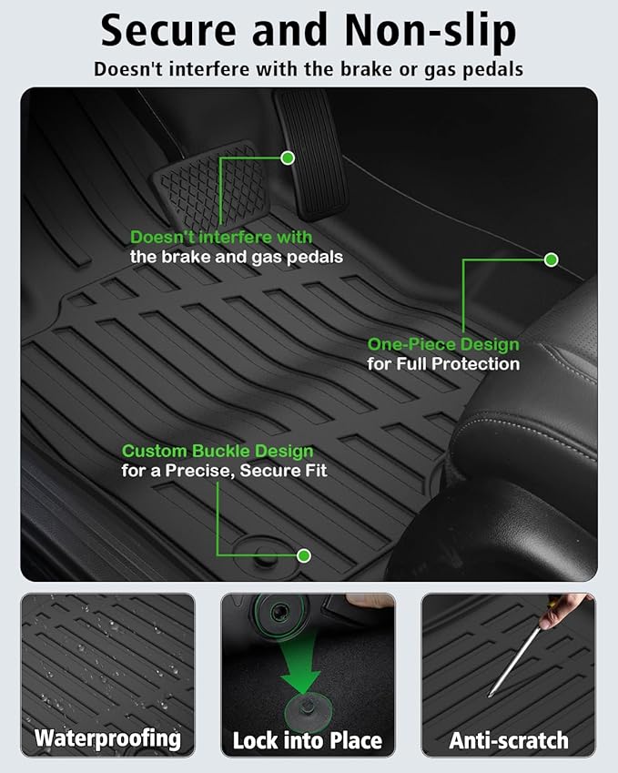 Floor Mats & Cargo Liner Custom Fit for Ford Escape Hybrid 2020-2025 2026 (NOT Fit Gas) All Weather TPE Rubber Trunk Mat Anti-Slip Full Set Automotive Floor Liners for Escape 2025 Accessories