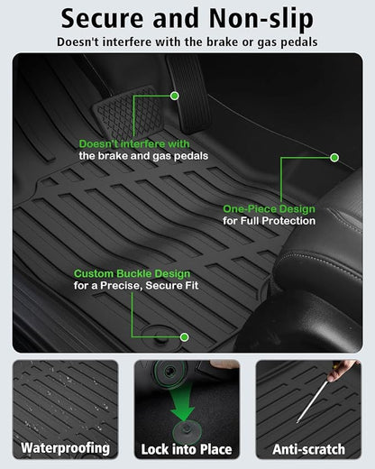 Floor Mats & Cargo Liner Custom Fit for Ford Escape Hybrid 2020-2025 2026 (NOT Fit Gas) All Weather TPE Rubber Trunk Mat Anti-Slip Full Set Automotive Floor Liners for Escape 2025 Accessories