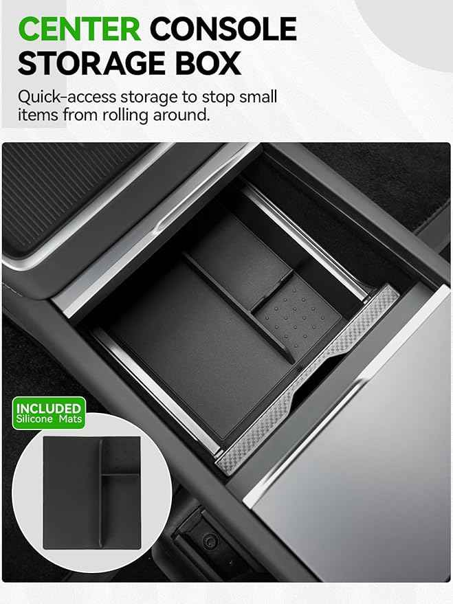 10PCS Center Console Organizer Tray for 2025 2026 Tesla Model Y Juniper Accessories, Under Seat Storage Armrest Hidden Storage Box Cup Holder Charger Pad for Tesla Model Y Juniper (Not fit Standard)