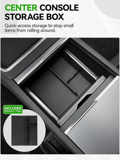 10PCS Center Console Organizer Tray for 2025 2026 Tesla Model Y Juniper Accessories, Under Seat Storage Armrest Hidden Storage Box Cup Holder Charger Pad for Tesla Model Y Juniper (Not fit Standard)