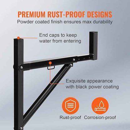 VEVOR Truck Rack, 19-34inch Extendable Truck Ladder Rack, 38.6"-43.6" Adjustable Height, 250 lbs Capacity Steel Ladder Rack for Truck, Heavy Duty Truck Bed Rack for Kayak, Surfboard, Lumber, Ladder