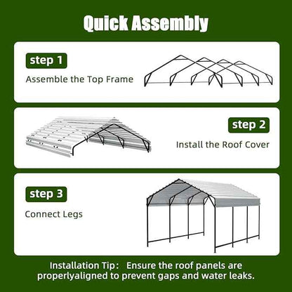 Metal Carport Heavy Duty 12x20ft Outdoor Galvanized Steel Car Port, Vehicle Canopy Garage Shade, Multi-Use Shelter for Car, Boat, Tractors & Outdoor Storage