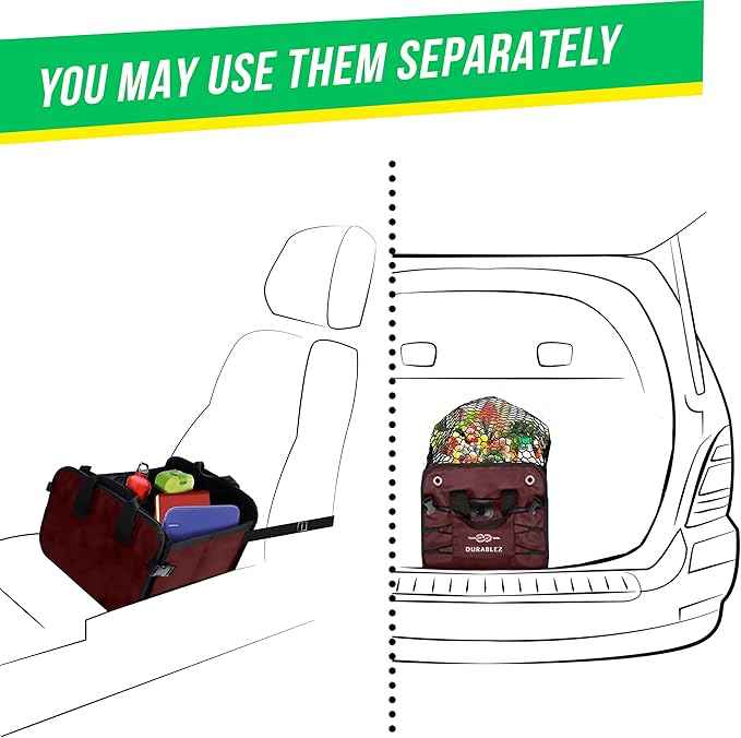 XL Trunk Organizer 3-Section for SUV, Truck, Sedan, Van – Modular L-Shape Car Storage Box, Collapsible Auto Cargo Organizer with Dividers – Cherry