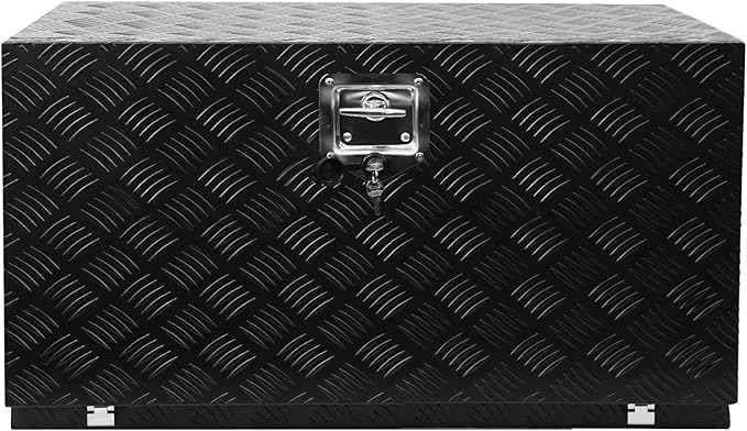 Aluminum Diamond Plate Tool Underbody Box, Waterproof Square Truck Storage Organizer Chest for Pick Up Truck Bed, RV Trailer with T-Handle Lock and Keys (30 inch)