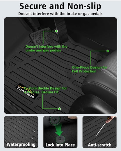 Floor Mats Custom for Ford Maverick 2022-2025 2026 Gas (Not for Hybrid) All Weather TPE Rubber Protection Front & Rear Row Anti-Slip Automotive Floor Liners for Maverick 2025 Accessories, Black