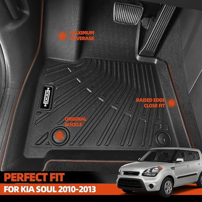 Custom Fit Floor Mats for Kia Soul 2010-2013, All Weather TPE Floor Liners with Trunk Mat & Backrest Protectors, Odorless Full Set Interior Accessories