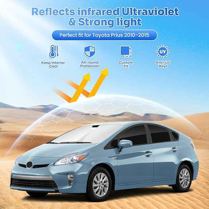Window Shades for 2010-2015 Toyota Prius Hatchback Accessories Windshield Sun Shade Side Rear Window Covers Sunshade Sun Visor Shield Privacy Protection for Camping Keep Car Cool Black 11PCS