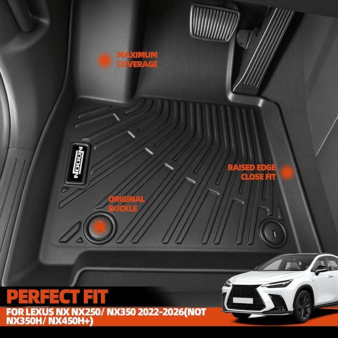 Custom Fit Floor Mats for Lexus NX NX250/ NX350/(Not NX350h/ NX450h+) 2022-2026, All Weather TPE Floor Liners with Trunk Mat & Backrest Protectors, Odorless Full Set Interior Accessories