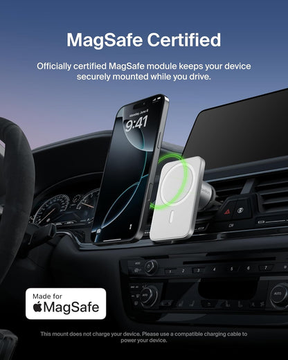 Belkin MagSafe Vent Mount Pro MagSafe iPhone Mount For Car - Silver