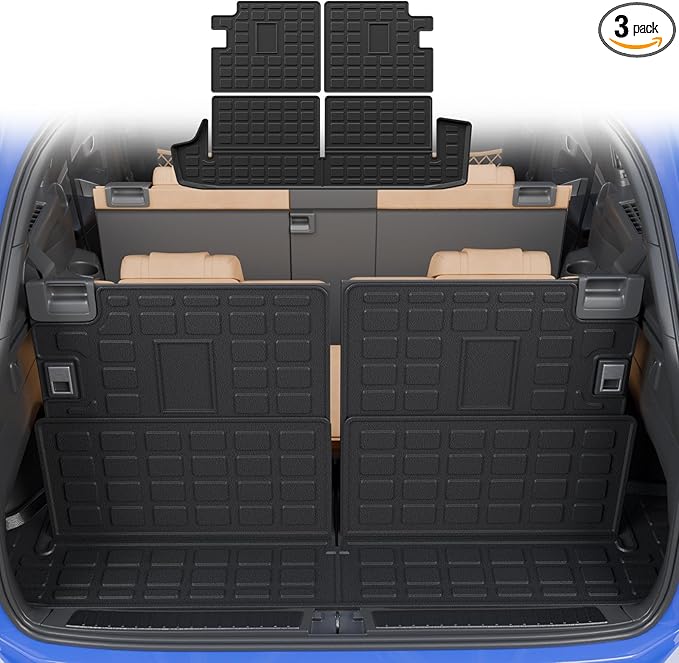 Cargo Mat Compatible with 2010-2024 Toyota 4 Runner 7 Seat Cargo Liner Trunk Mat TPE Back Seat Cover Protector 2023 4Runner Accessories (Fit 7 Seat,Trunk Mat+3rd Row Backrest Mats)