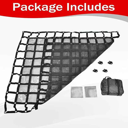 Heavy Duty 81" x 96" Truck Bed Cargo Net with Adjustable Cam Buckles & S-Hooks & Cross Strap,6.75' x 8' Cargo Net with 1500LBS Capacity for Pickup Truck Bed Trailer SUV Jeeps