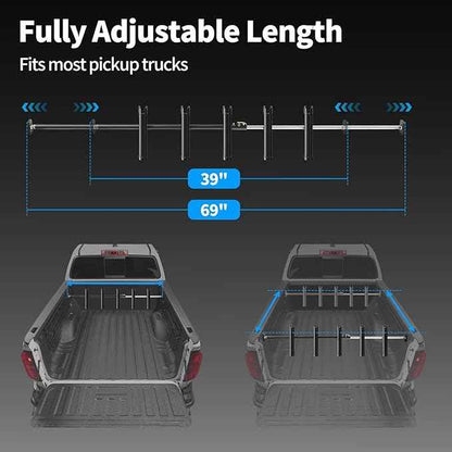 Inshore Rod Holder for Truck Bed, Fixed Truck Bed Fishing Rod Rack, Adjustable Rod Holder for Truck & SUV, Gifts Ideas for Men (All Aluminum Body-Tension Rod, 5 Rod Holder)