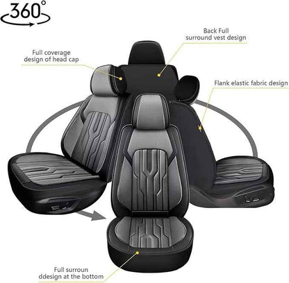 YORKENIC Fit for Dodge Grand Caravan Seat Covers Front Set 2008-2020: Breathable Leather Car Seat Covers Compatible Airbag (2 Front Set, Black & Grey)