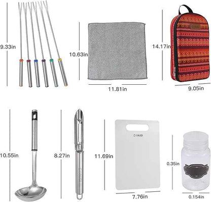 Camping Cookware Storage Bag - Camping Cooking Utensils Set Bag Camping Tool Portable Storage Bag Suitable for Knife, Fork, Spoon, Chopping Board, Chef's Knife,Kitchenware Storage