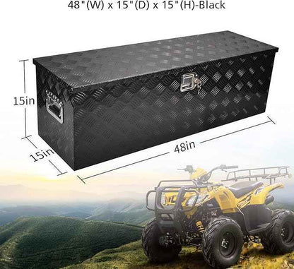 48 Inch Black Aluminum Tool Box 5 Bar Tread ToolBox for Truck Bed Car Outdoor Trailer Pickup Underbody RV ATV Storage Underbed Tools Organizer with Lock and Keys (48"X15"X15")