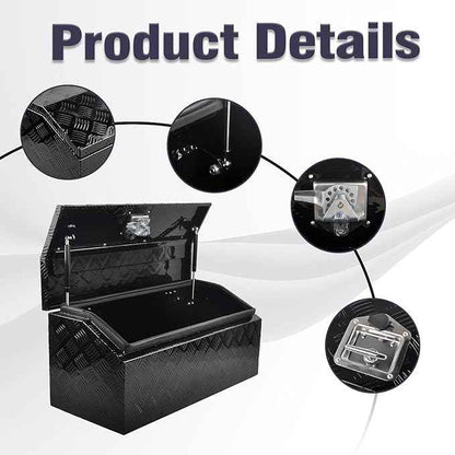 30 Inch Black Aluminum Tool Box Wide Utility Trailer Tongue 5 Bar Tread ToolBox for Pick Up Truck Bed RV ATV Organizer Trailer Storage Tool Box with Lock and Keys (30"x13.2"x13.5")