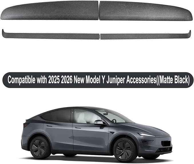 Goodangie00 4Pcs ABS Center Console Dashboard Cover Wrap Protection Interior Accessories Compatible with 2025 2026 Tesla Model Y Juniper Accessories(Matte Carbon Fiber Pattern)