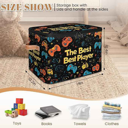 Game Storage Bins with Zipper Lids for Bedroom Kitchen Bathroom Storage Basket Foldable Toy Cube Storage Organizer for Kid Teen Women Men