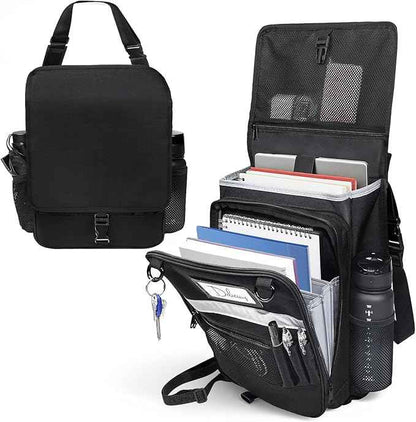 Car Front Seat Organizer with Accordion File Pocket | Laptop Sleeve (Up to 15.6 In) | Privacy Flap | Cup Holders | Adjustable Straps | Holds Tablets, Files, Supplies | for Work on the GO