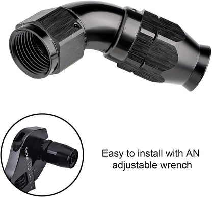 EVIL ENERGY 6AN 60 Degree PTFE One Piece Full Flow End Hose Fitting Aluminum Black