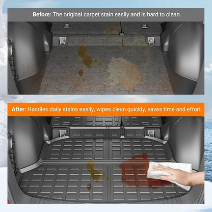 powoq Cargo Mat Compatible with 2012-2016 Honda CRV Trunk Mat TPE Backrest Mat Cargo Liner Replacement for 2012 2013 2014 2015 2016 Honda CRV Accessories (Fit 12-16 Model, Trunk Mat+Backrest Mat)