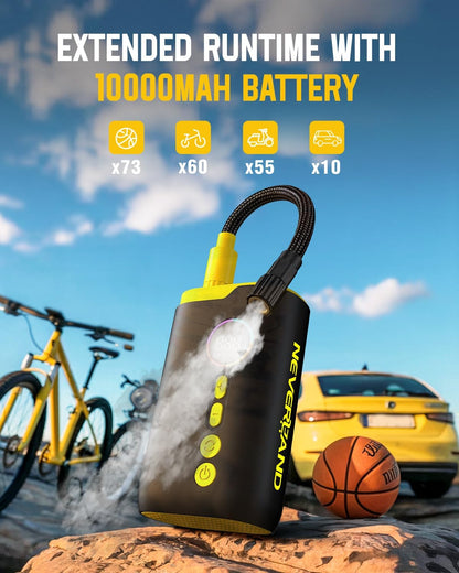 NEVERLAND Tire Inflator Portable Air Compressor - 150 PSI Electric Air Pump for Car Tires with Auto Shut, Cordless Tire Air pPump for Bicycle, Motorcycle, Bike Tire Pump with Gauge