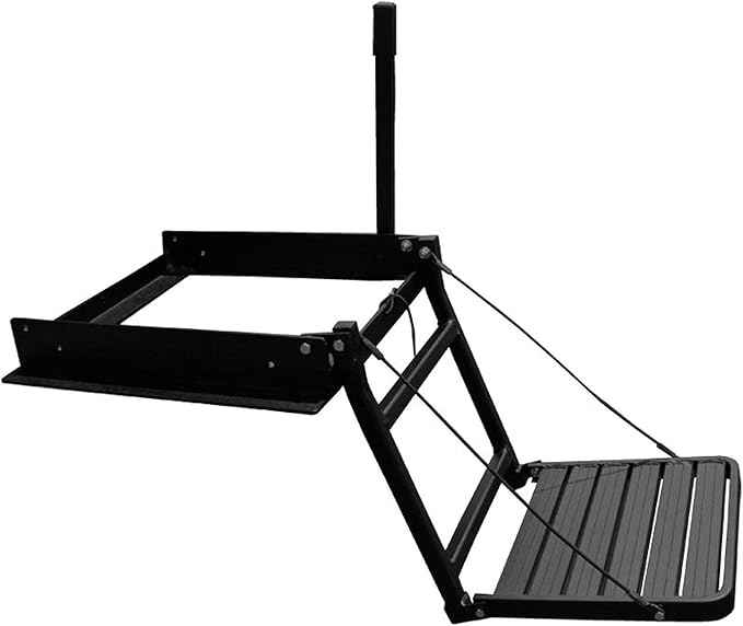 GREAT DAY Truck N' Buddy Folding Tailgate Step/Seat Platform For Trucks With Bed Covers - 300 lbs Weight Capacity - Black Powder-Coated Finish, TNB2001B