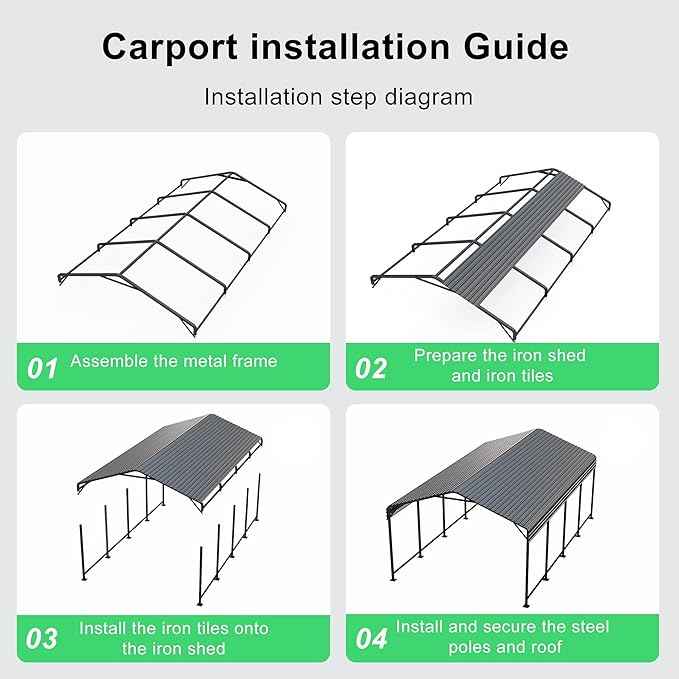 12x20 Heavy-Duty Metal Carport, Outdoor Galvanized Steel Shelter for Pickup Trucks, Motorcycles, Boats, Cars & Tractors