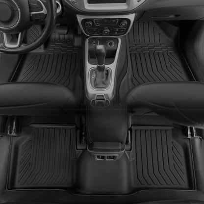 Floor Mats Set for 2017-2025 Jeep Compass Accessories(New Body Style 2nd Generation), Full Coverage All Weather Floor Mats with Cargo Mat TPE Includes Backrest Protectors & Door Sill Guards