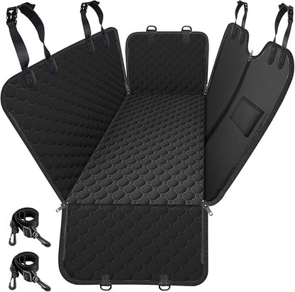 Mancro Dog Hammock for Car, 2026 Upgraded 600D Heavy Duty Waterproof & Scratch-Resistant Dog Car Seat Cover, Back Seat Pet Cover for Dogs with Sedan, Trucks and SUVs, Standard, Black All