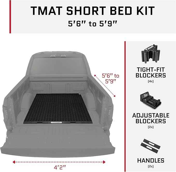 Tmat Truck Bed Organizer Storage System Slide Out Mat (Universal Fit for Short Beds 5'6" to 5'9")