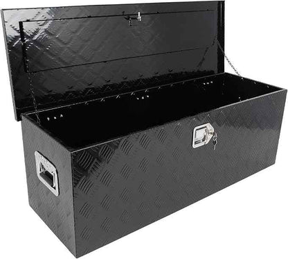 SCITOO 44 Inch Diamond Plate Truck Bed Tool Box,Aluminum Heavy Duty Crossover Storage for Most Full Size Pickups,Lockable Weatherproof Chest,Fits 44" Truck Beds,Easy Access to Load and Unload