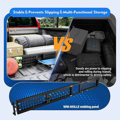 60"-70" Adjustable Truck Bed Divider for Full Size Truck, Cargo Divider for Pickup Truck Bed, MOLLE Panel, Fits Ford F150 Chevy Silverado Gmc Sierra Toyota Jeep Powder Coated Carbon Steel No Drilling