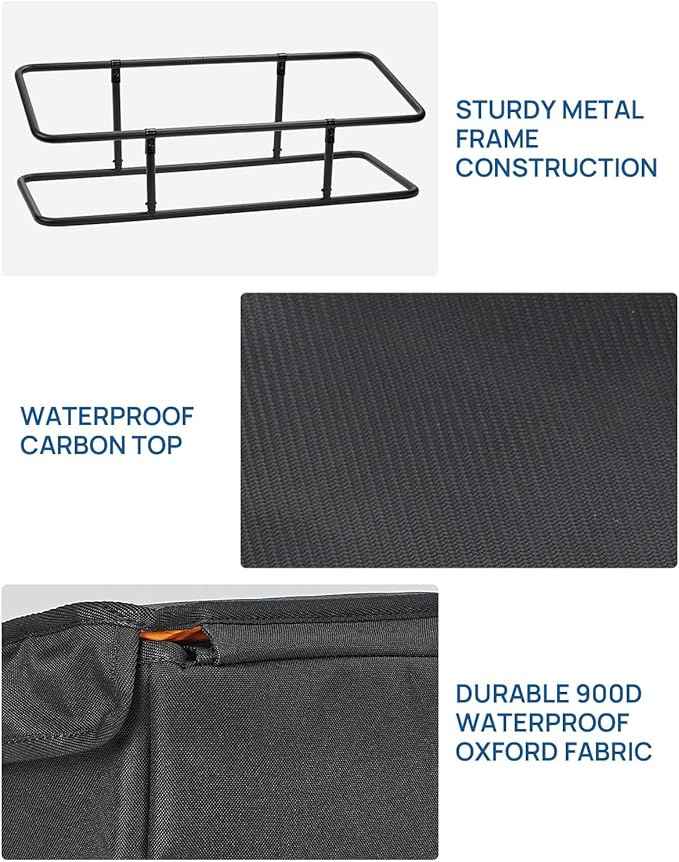 JOYTUTUS Upgrade Full Size Truck Bed Cargo Box Organizer for Pickup, Waterproof Truck Bed Cargo Bag, Storage Organizer Carrier Accessories for Groceries, Golf, Easily Slide in and Out, Easy Access