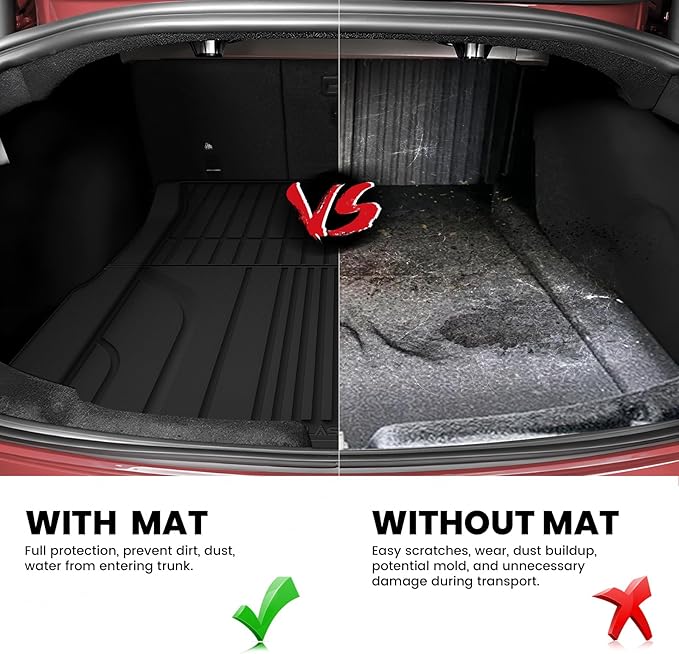 LASFIT Trunk Mat Trunk Liner for Tesla Model 3 Highland 2026 2025 2024, All Weather TPE Custom Fit Cargo Mat Cargo Liner Interiror Accessories, Black