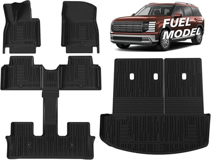 TripleAliners 5PCS All Weather Liners Compatible with 2026 Hyundai Palisade Floor Mats & Trunk Liner & Backrest Mat TPE Trunk Protector Anti-Slip Odorless Carpet Cover (7-Seater, Fuel Model ONLY)