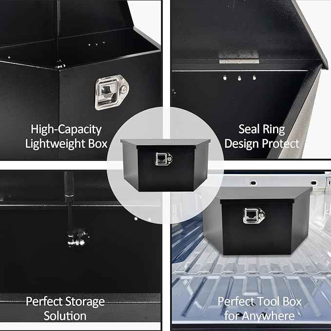 Black Steel Trailer Tongue Truck Box for Trucks Trailers RV ATV Pickup Trucks Flatbeds - 26 x 13.3 x 12 Inch
