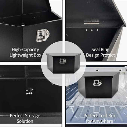 Black Steel Trailer Tongue Truck Box for Trucks Trailers RV ATV Pickup Trucks Flatbeds - 26 x 13.3 x 12 Inch