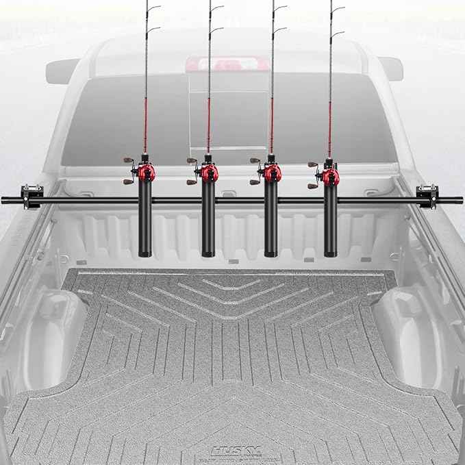 Inshore Rod Holders for Truck Bed, Adjustable Rod Holder for Truck & SUV, All Aluminum Body with D Rings, 4 Rod Holder, Gifts Ideas for Men