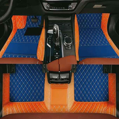 Yaruicar Custom Car Floor Mats for 2002-2026 Cadillac ATS CTS CT6 DTS Escalade Lyriq GT4 Optiq SRX SLS XT4 XT5 XT6 XTS Car Full Coverage Non-Slip Floor Liners (Orange Blue)