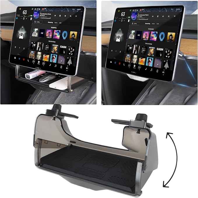 for Tesla Model Y 3 (Juniper & Highland Included) Under Screen Storage Shelf Organizer Tray Box Open-Close Hidden Center Console Organizer for Model Y 2020-2026 & Model 3 2017-2025 Accessories