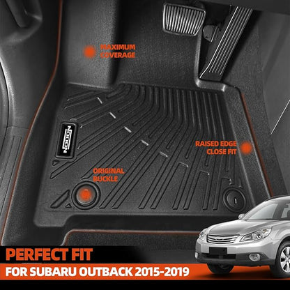 Custom Fit Floor Mats for 2015-2019 Subaru Outback & Legacy, All Weather TPE Floor Liners with Trunk Mat & Backrest Protectors, Odorless Full Set Interior Accessories