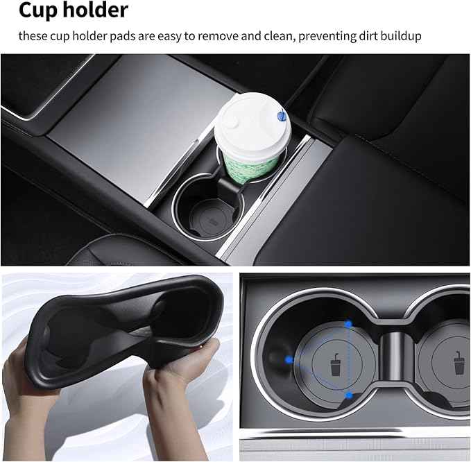 Center Console Organizer Tray for Tesla Model Y Juniper 2025-2026&Tesla Model 3 Highland 2024-2026, Black Storage Box Set with Cup Holder and Camera Cover, 2 Compartments